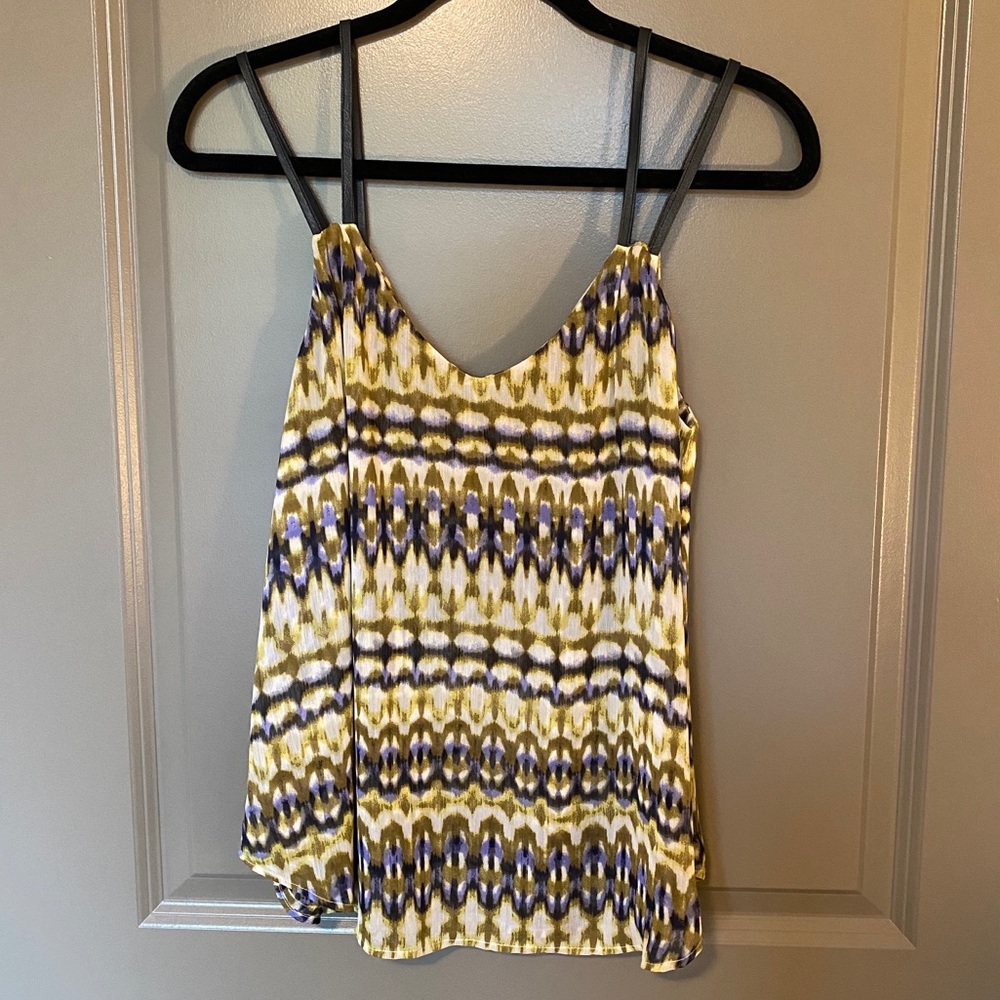 PJK patterned top with leather straps